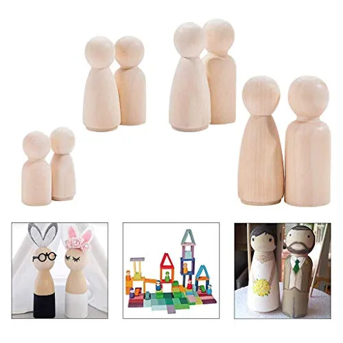 10Pcs Unfinished Wooden Peg Doll,75mm / 3.0in Wooden Figures Decorative Peg Doll People for Kids Quality People Shapes Great for DIY Arts