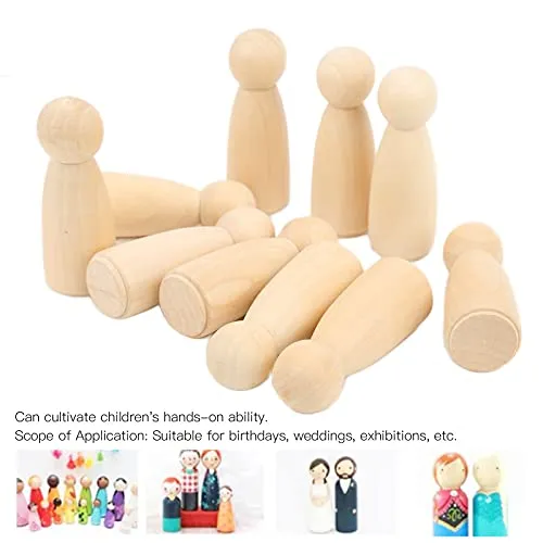 10Pcs Unfinished Wooden Peg Doll,75mm / 3.0in Wooden Figures Decorative Peg Doll People for Kids Quality People Shapes Great for DIY Arts