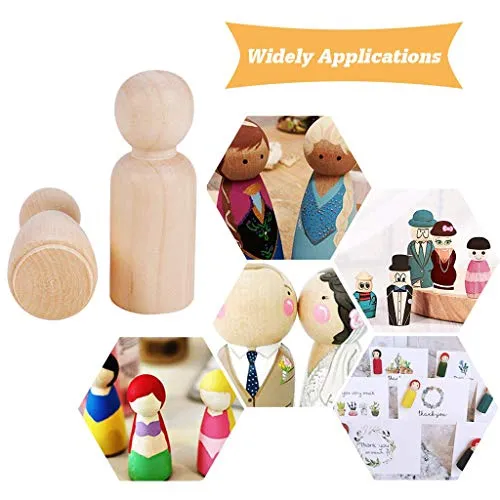 10Pcs Unfinished Wooden Peg Doll,75mm / 3.0in Wooden Figures Decorative Peg Doll People for Kids Quality People Shapes Great for DIY Arts