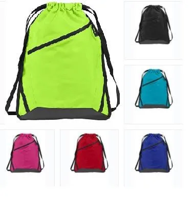 12 ct Zip-It Drawstring Backpack with Adjustable Straps - By Dozen