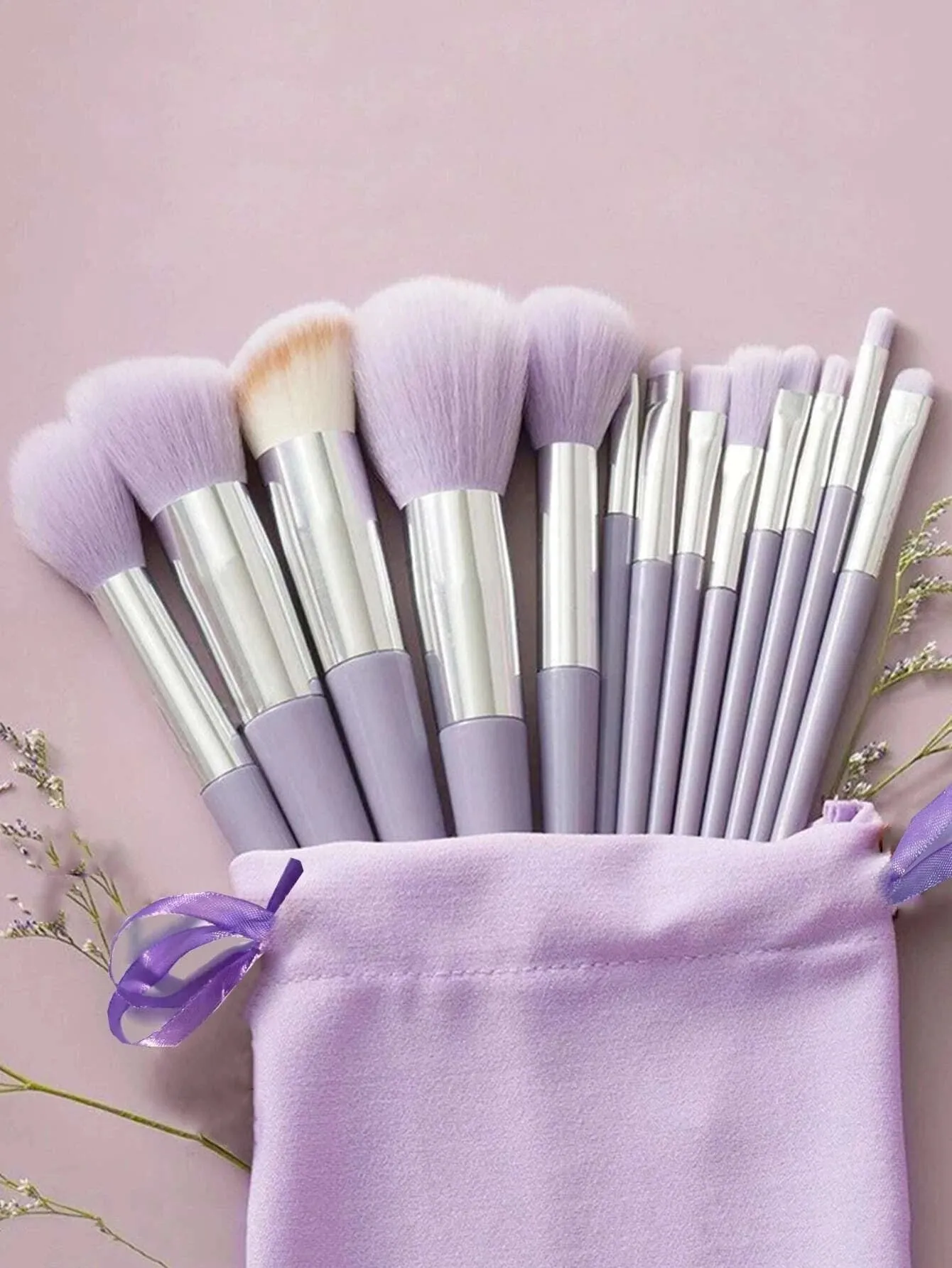 13 Pcs Makeup Brush Set with Bag - Foundation, Powder, Blush, Eyeshadow, Concealer, Lip & Eyeliner Brushes | Soft & Fluffy Bristles for Professional Makeup