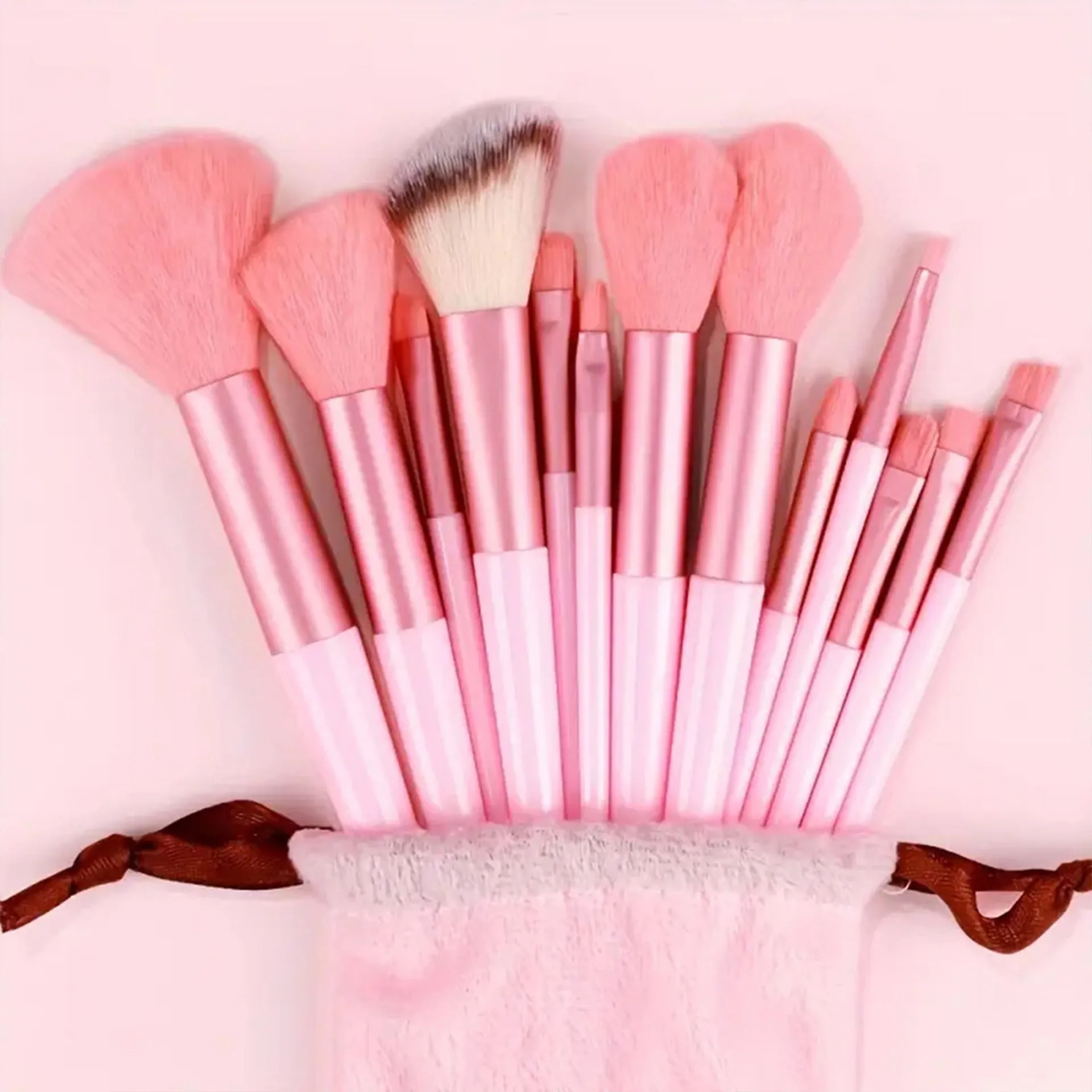 13 Pcs Makeup Brush Set with Bag - Foundation, Powder, Blush, Eyeshadow, Concealer, Lip & Eyeliner Brushes | Soft & Fluffy Bristles for Professional Makeup