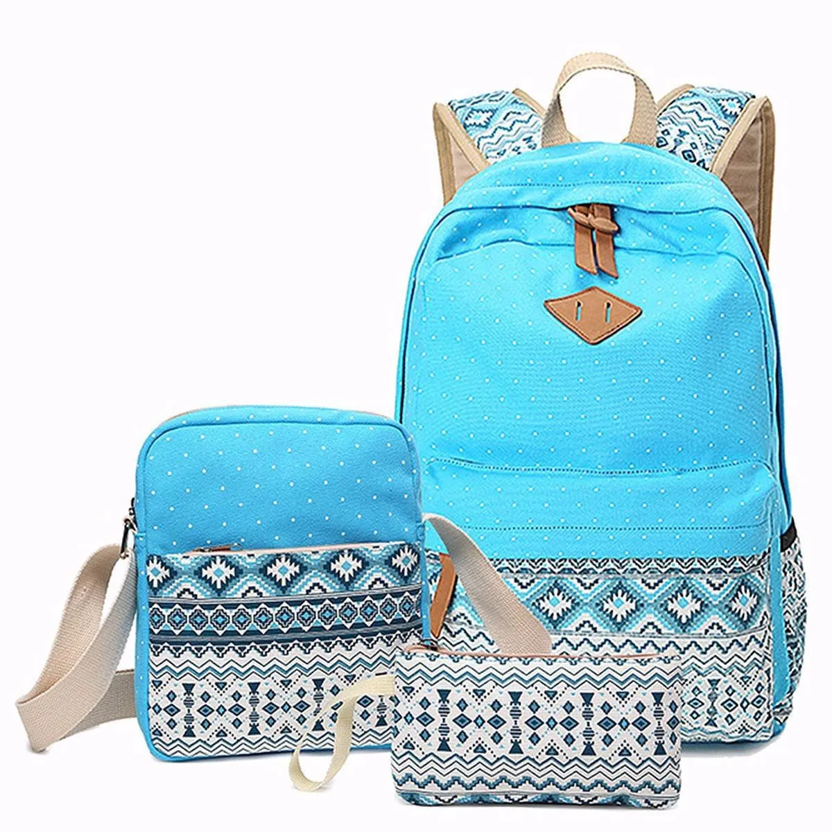 3 PCS/Set Women Backpack Canvas Printing School Bags For Teenagers Girls Backpacks Cute Rucksack Schoolbag Lady Bookbags Female