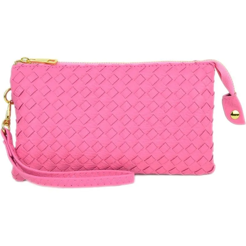 7050 Woven Three Compartment Clutch/Crossbody Bag