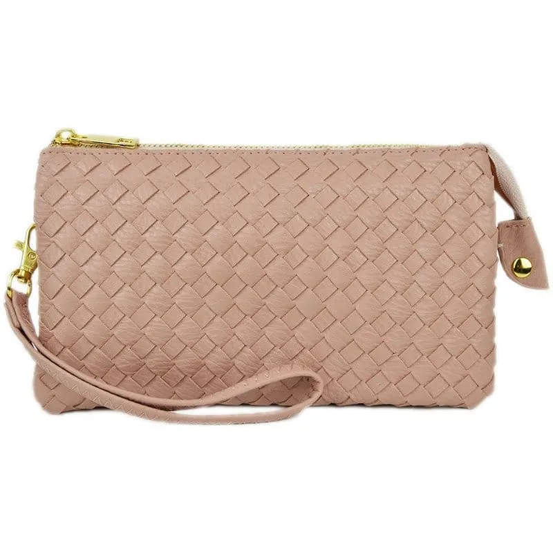 7050 Woven Three Compartment Clutch/Crossbody Bag