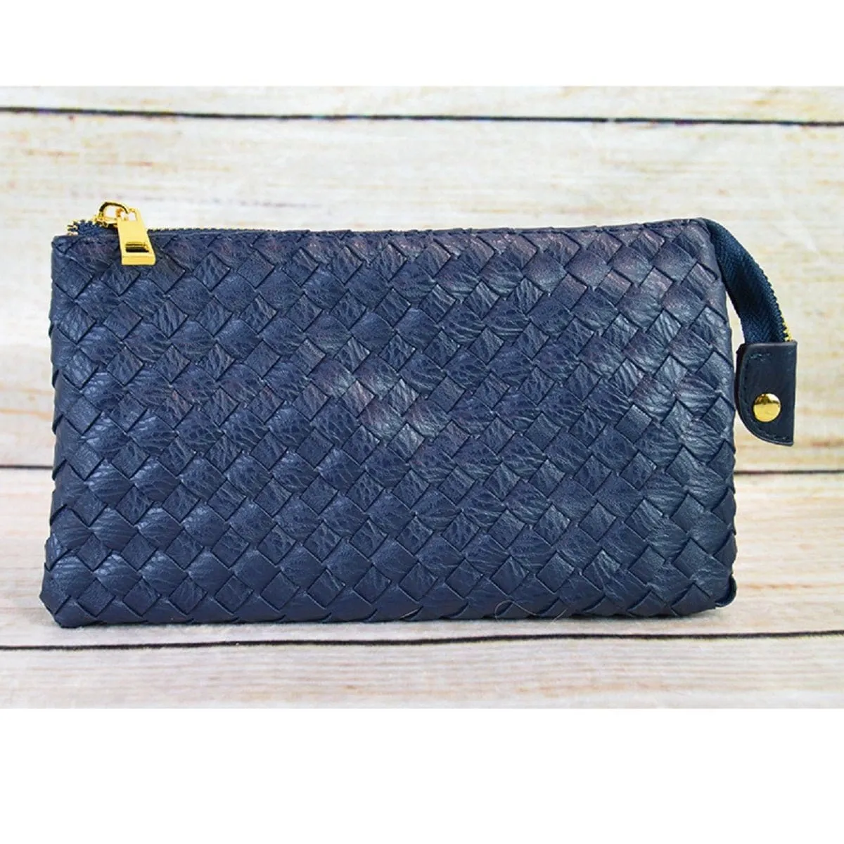 7050 Woven Three Compartment Clutch/Crossbody Bag