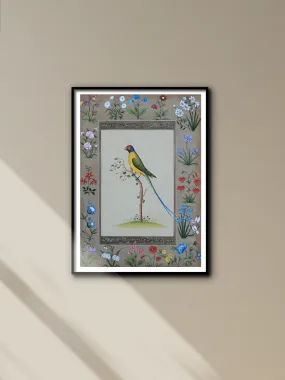 A Colorful Parrot in Miniature Painting by Mohan Prajapati