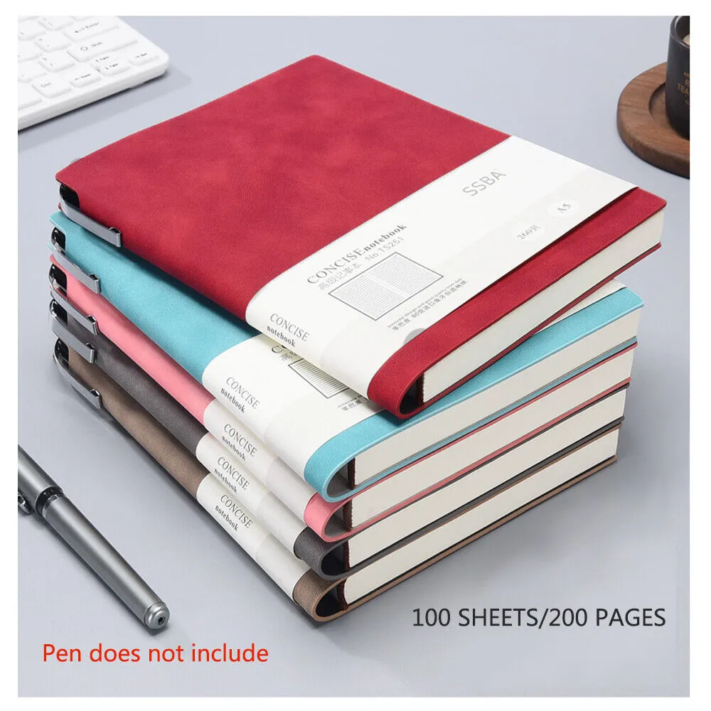 A5 200 Pages PU Leather Journal with Ribbon Bookmarks