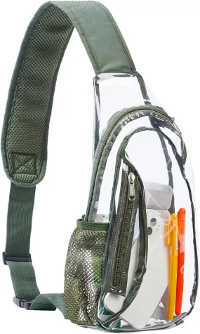 Adjustable Clear Crossbody Green Strap Messenger Bag