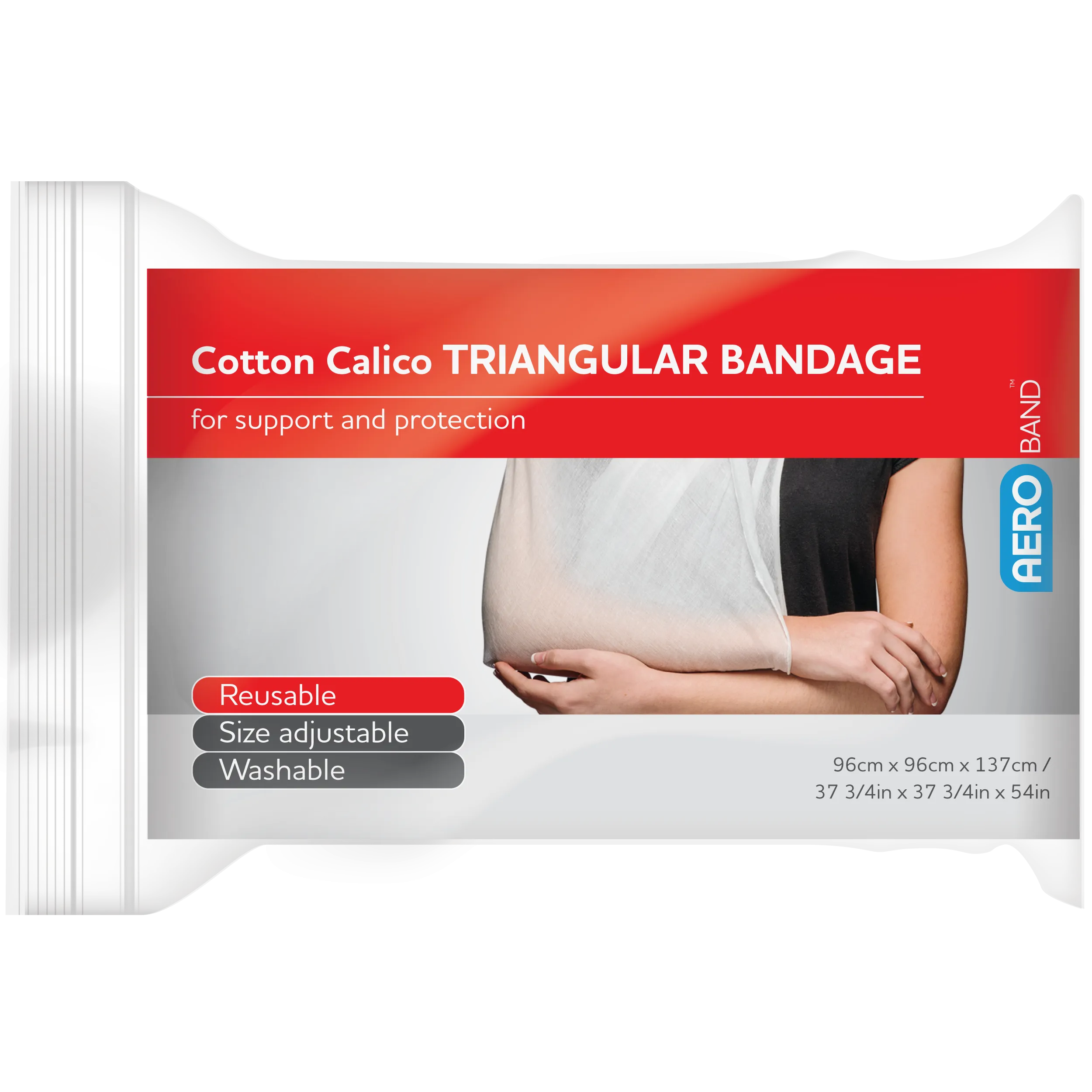 AEROBAND Cotton Calico Triangular Bandage 96 x 96 x 137cm Bag/10