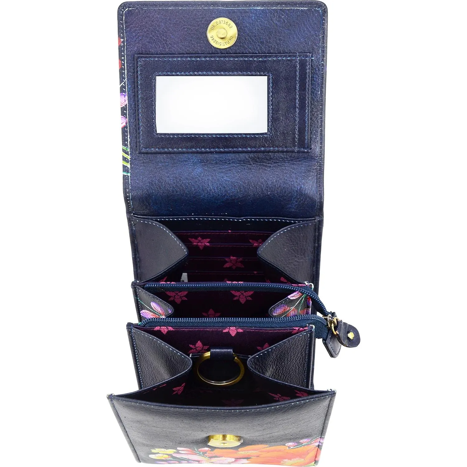 Anuschka Mini Sling Organizer with Mirror Moonlit Meadow Leather