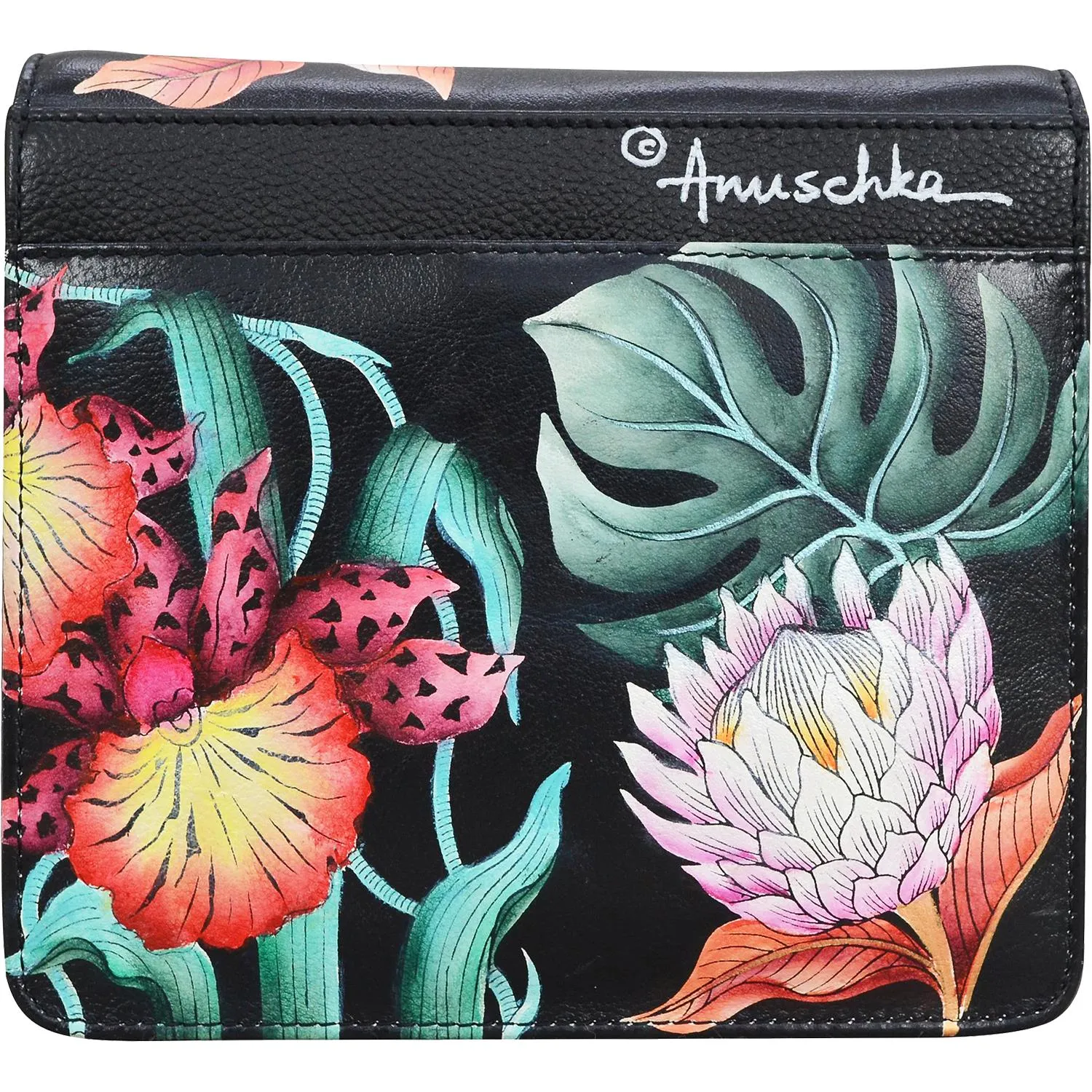 Anuschka Small Messenger Island Escape Black Leather