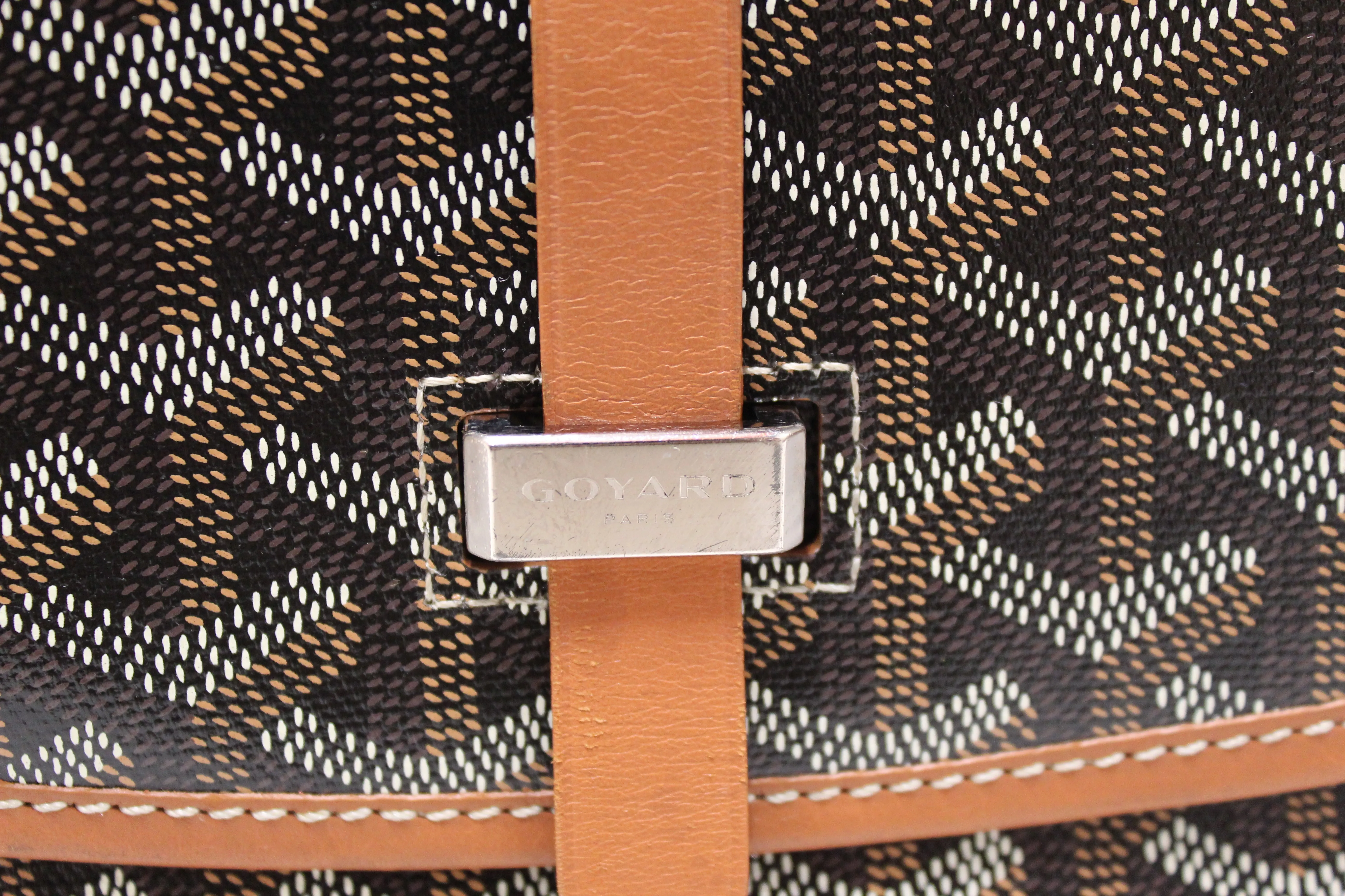 Authentic Goyard Black and Brown Belvedere PM Messenger Crossbody Bag