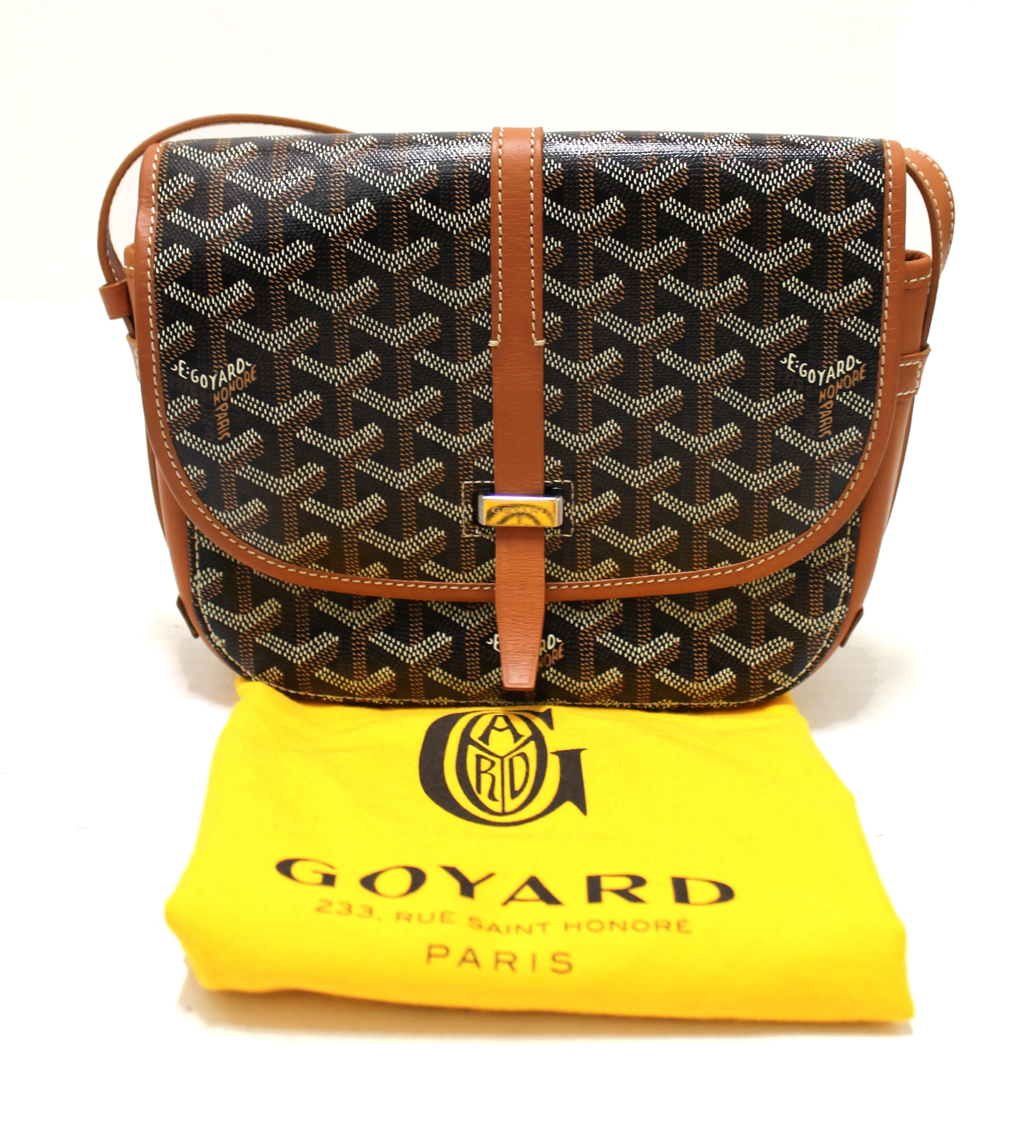 Authentic Goyard Black and Brown Belvedere PM Messenger Crossbody Bag