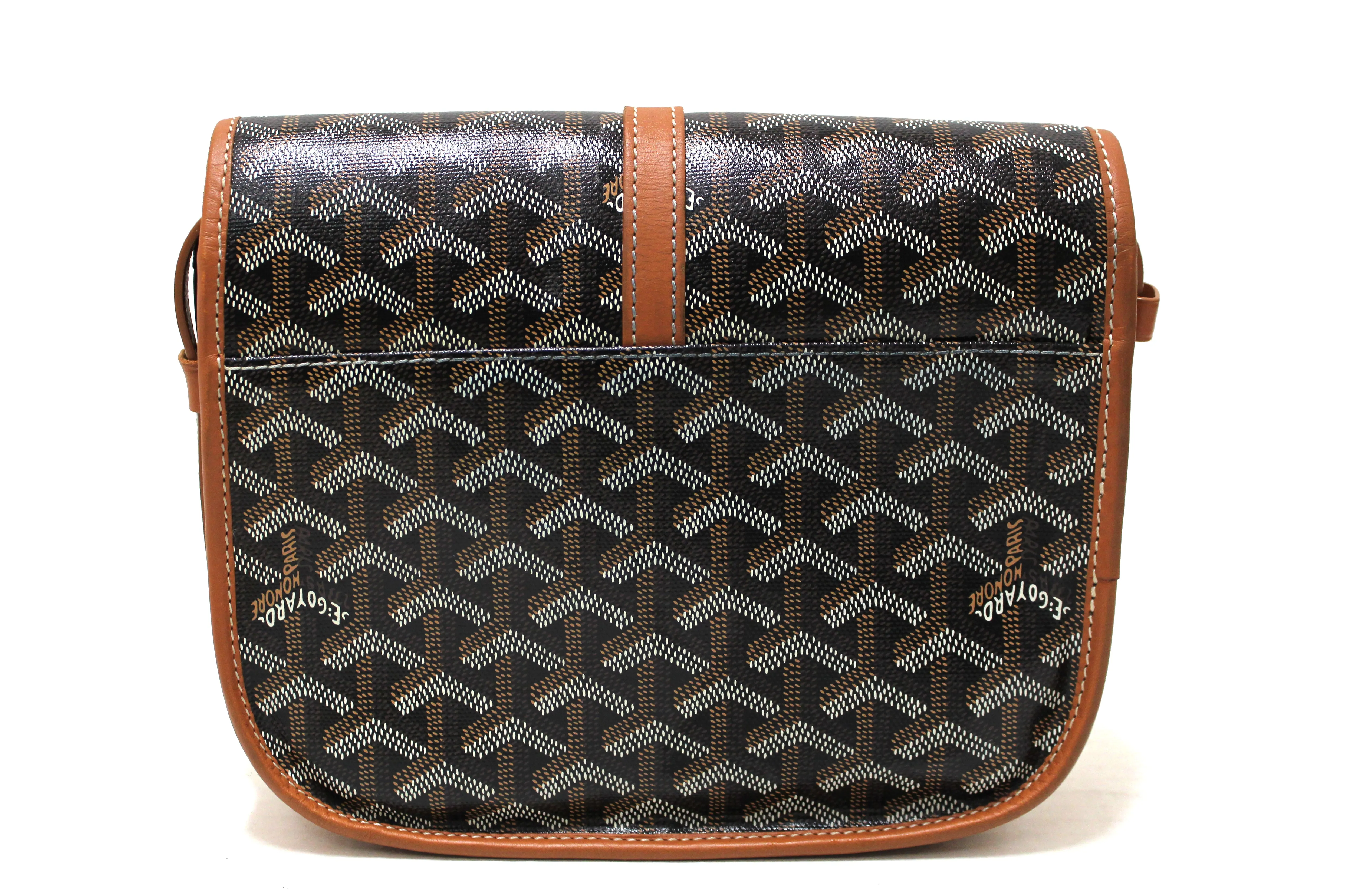 Authentic Goyard Black and Brown Belvedere PM Messenger Crossbody Bag