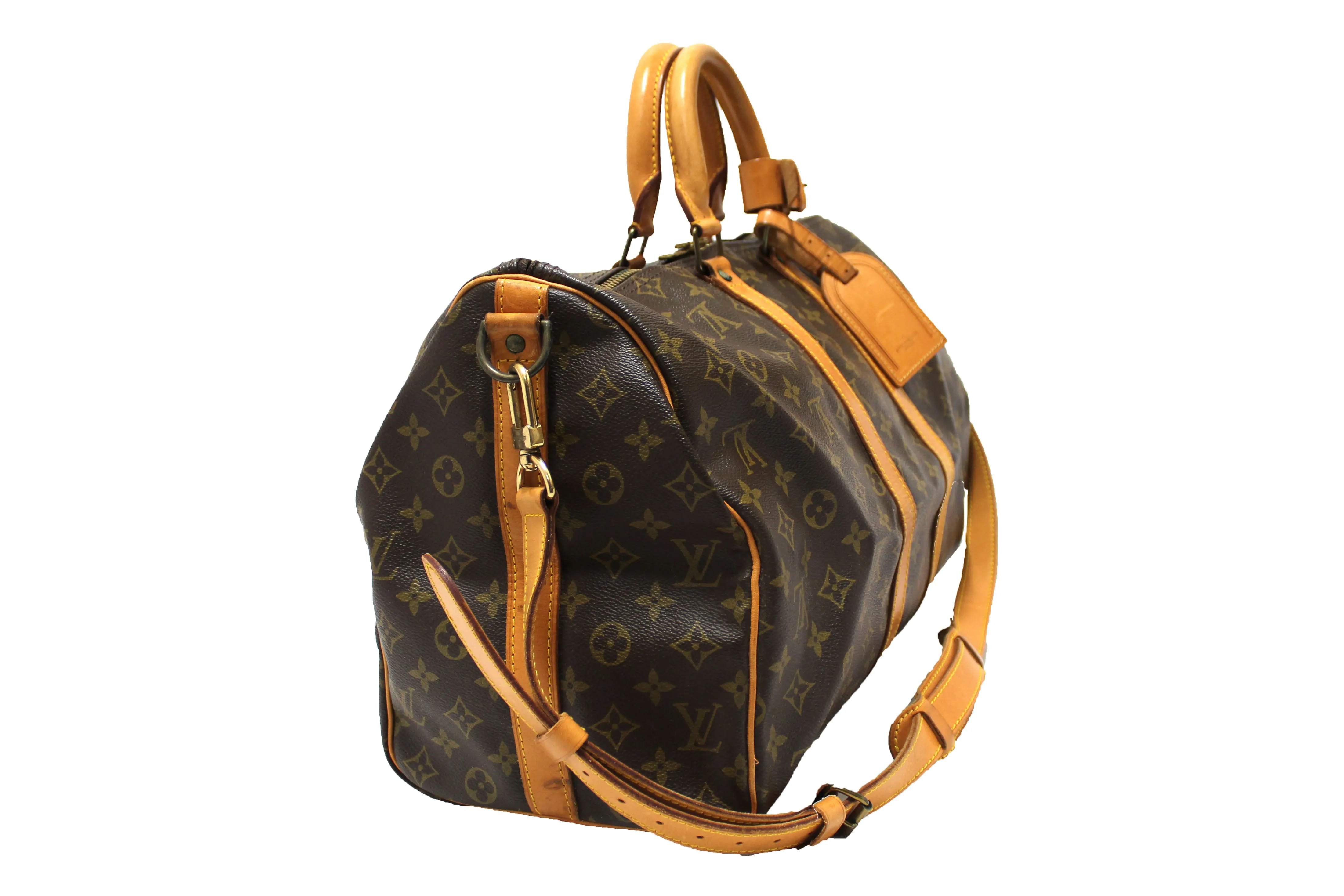 Authentic Louis Vuitton Classic Monogram Keepall Bandouliere 45 Travel Bag