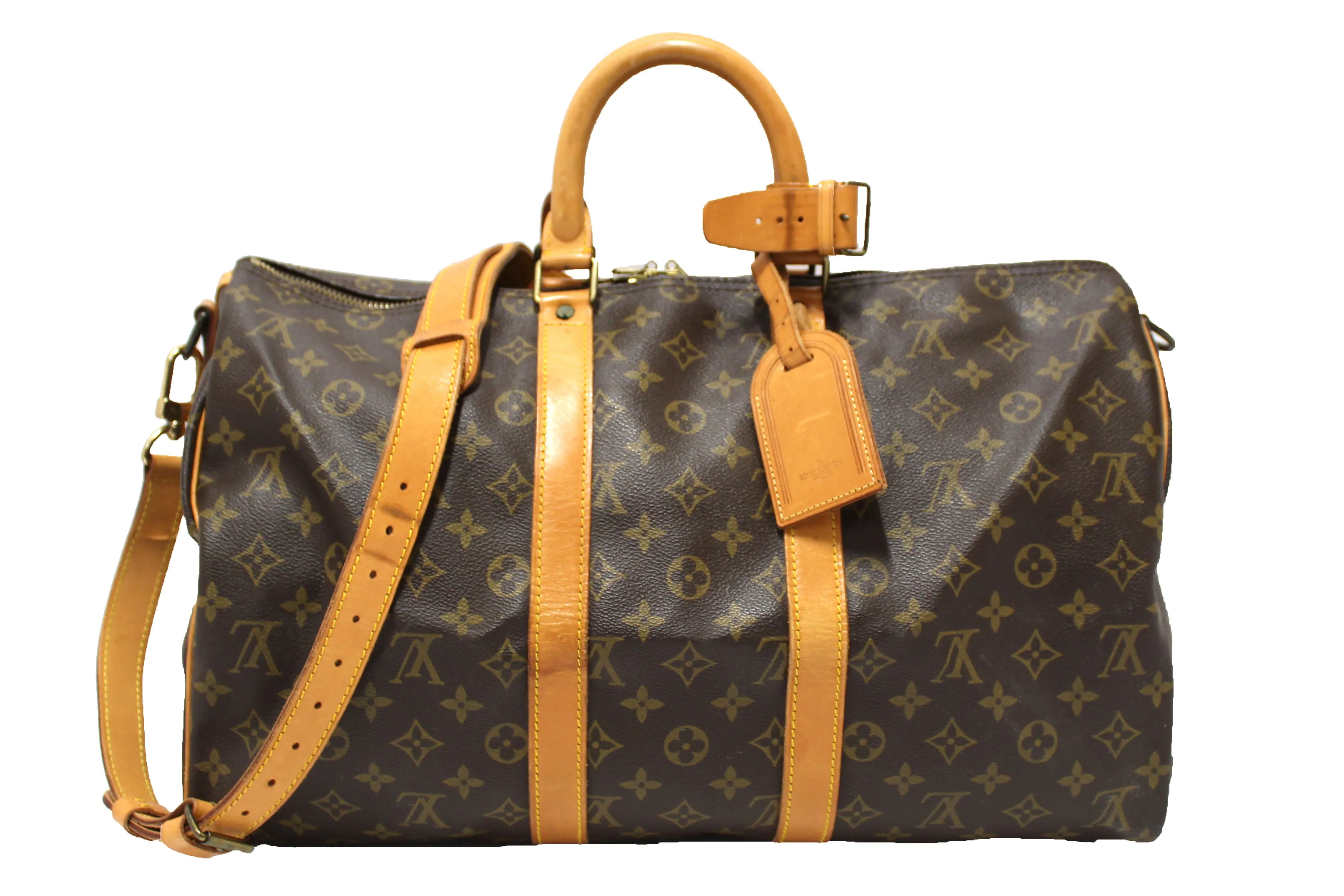 Authentic Louis Vuitton Classic Monogram Keepall Bandouliere 45 Travel Bag