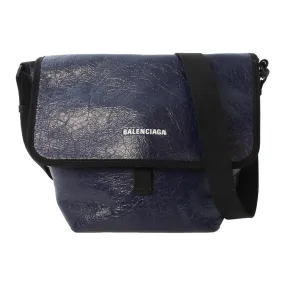 Balenciaga Arena Blue Lambskin Leather Flap Messenger Bag