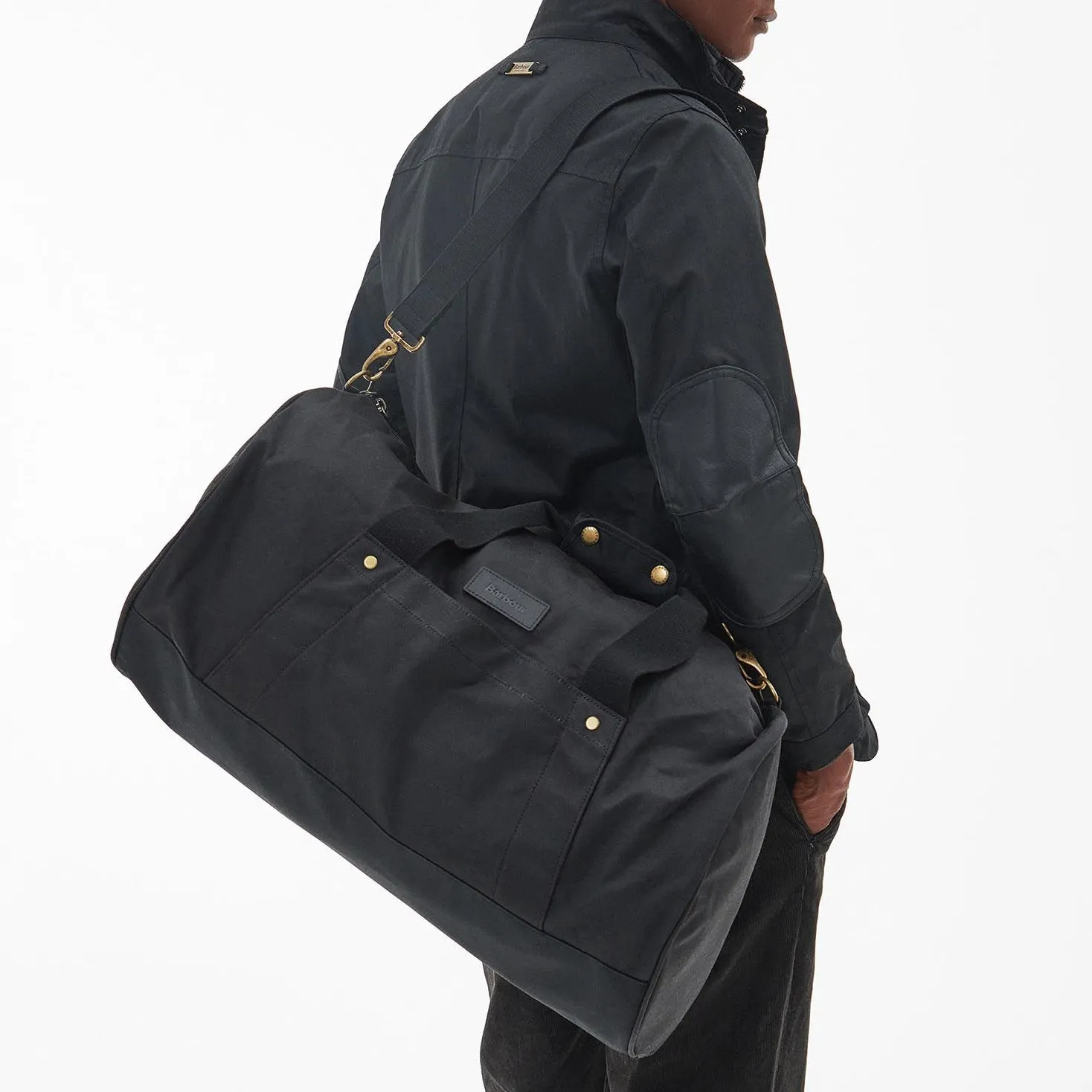 Barbour Explorer Wax Duffle Bag in Black