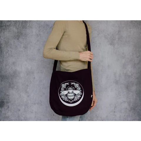 Bee Crescent Slouch Bag