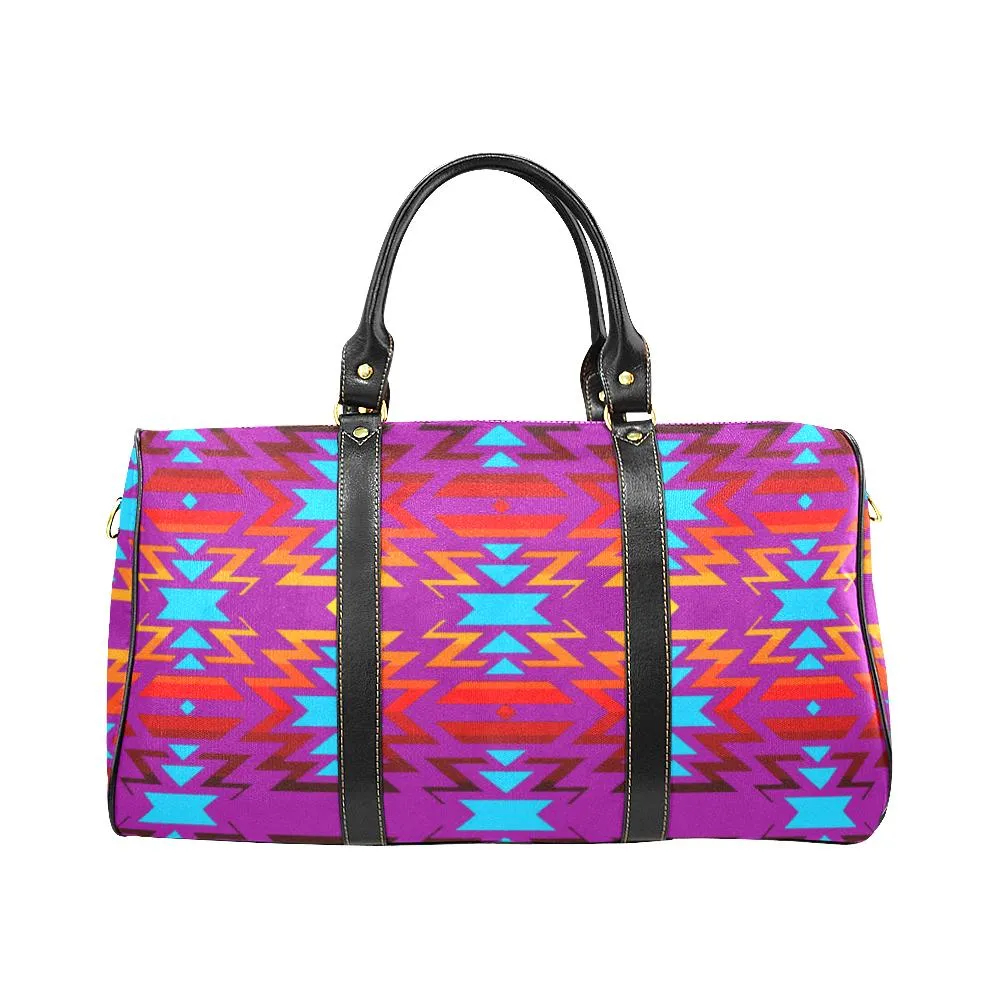 Big Pattern Fire Colors and Sky Moon Shadow Waterproof Travel Bag