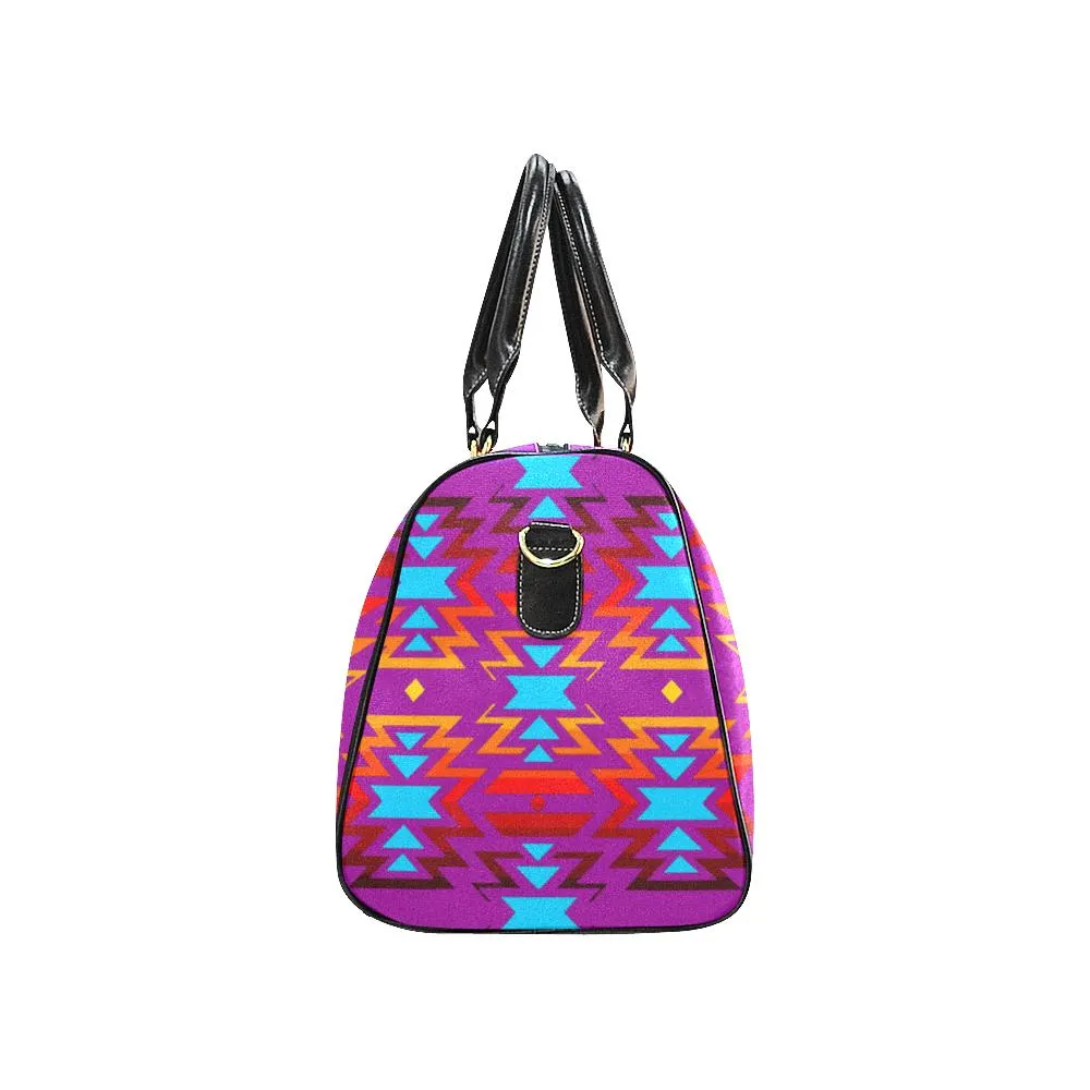 Big Pattern Fire Colors and Sky Moon Shadow Waterproof Travel Bag