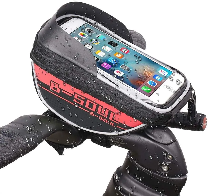 Bike Handlebar Phone Holder Front Frame Bag-Red