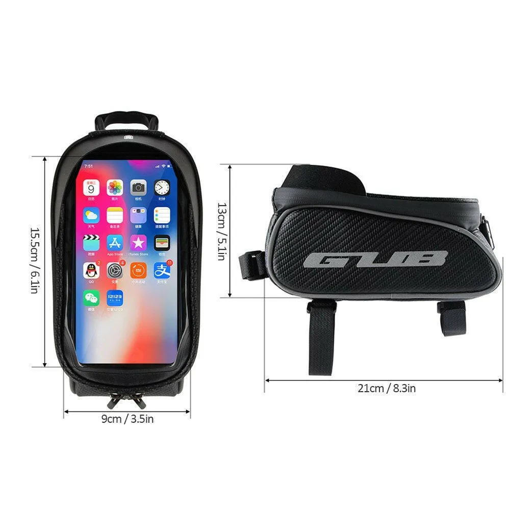 Bike Phone Front Frame Bag Waterproof Bicycle Top Tube Cycling Touchscreen Phone Mount Phone Case for 6.6 Inch Mobile Phones