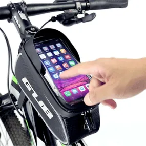 Bike Phone Front Frame Bag Waterproof Bicycle Top Tube Cycling Touchscreen Phone Mount Phone Case for 6.6 Inch Mobile Phones