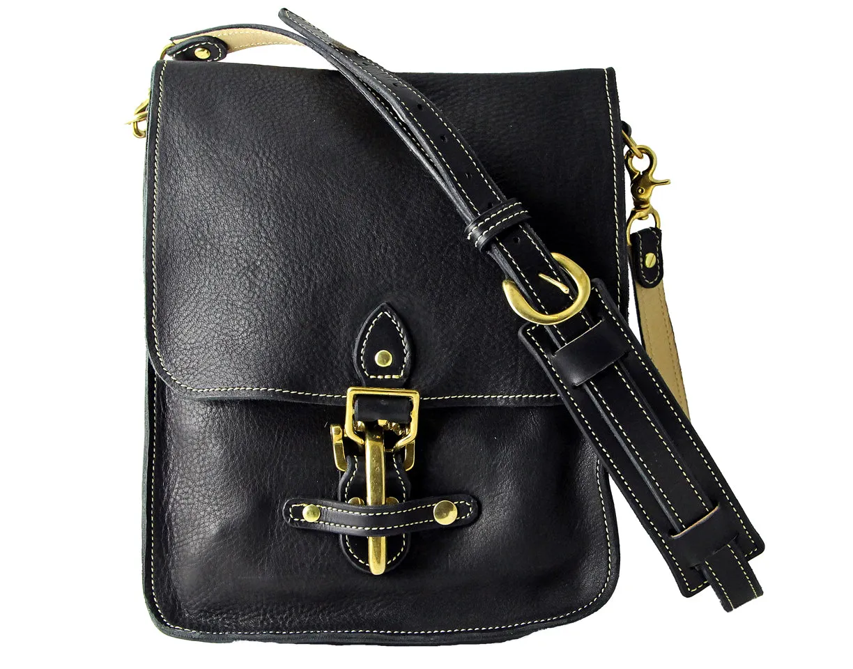 Billy Sunday Black Leather Messenger Bag