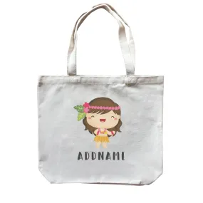 Birthday Hawaii Girl Wearing Hula Grass Dress Addname Canvas Bag