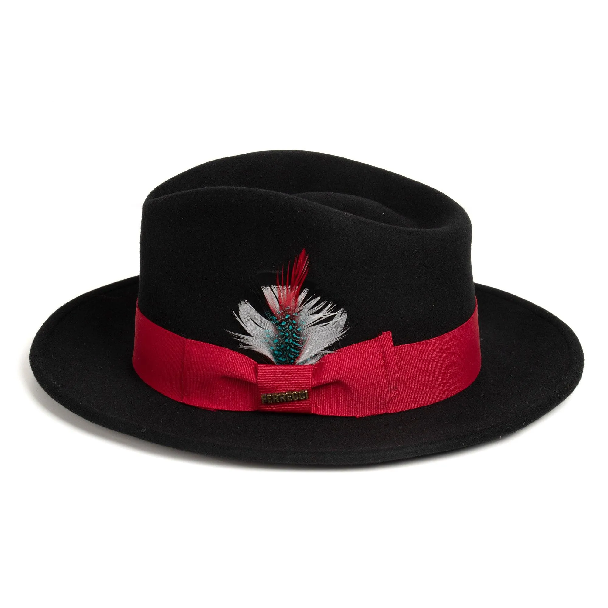 Black & Red Fedora 100% Australian Wool Crushable Hat