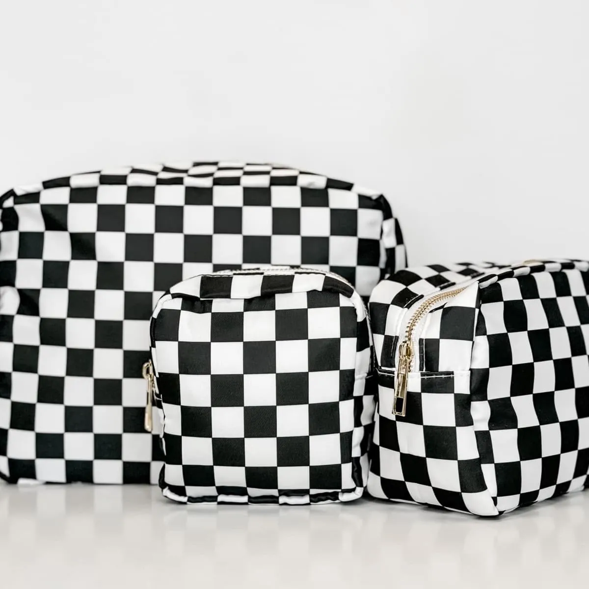 Black & White Checkered Cosmetic Bags