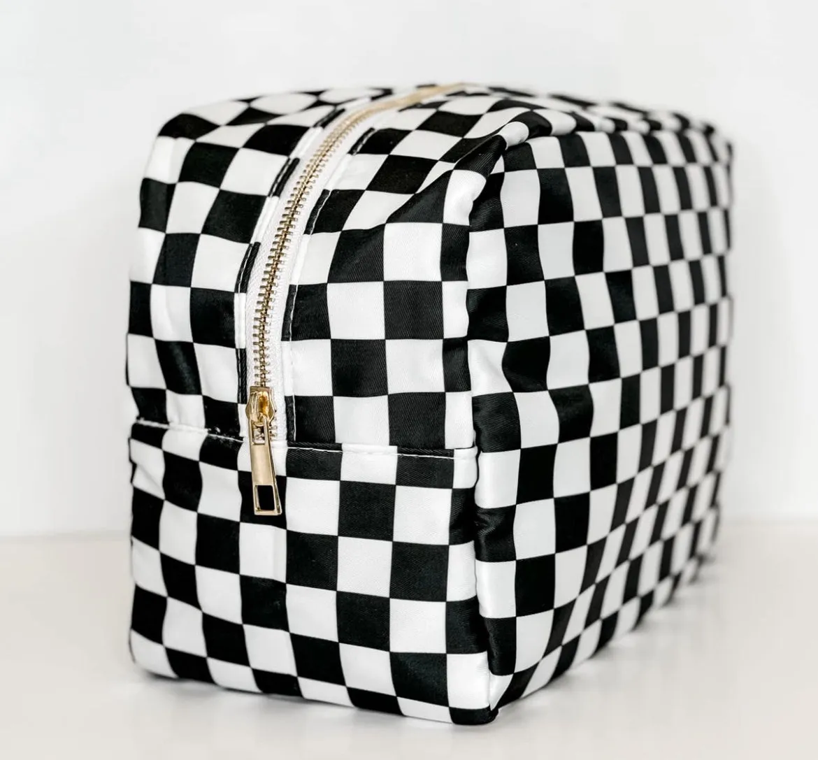 Black & White Checkered Cosmetic Bags