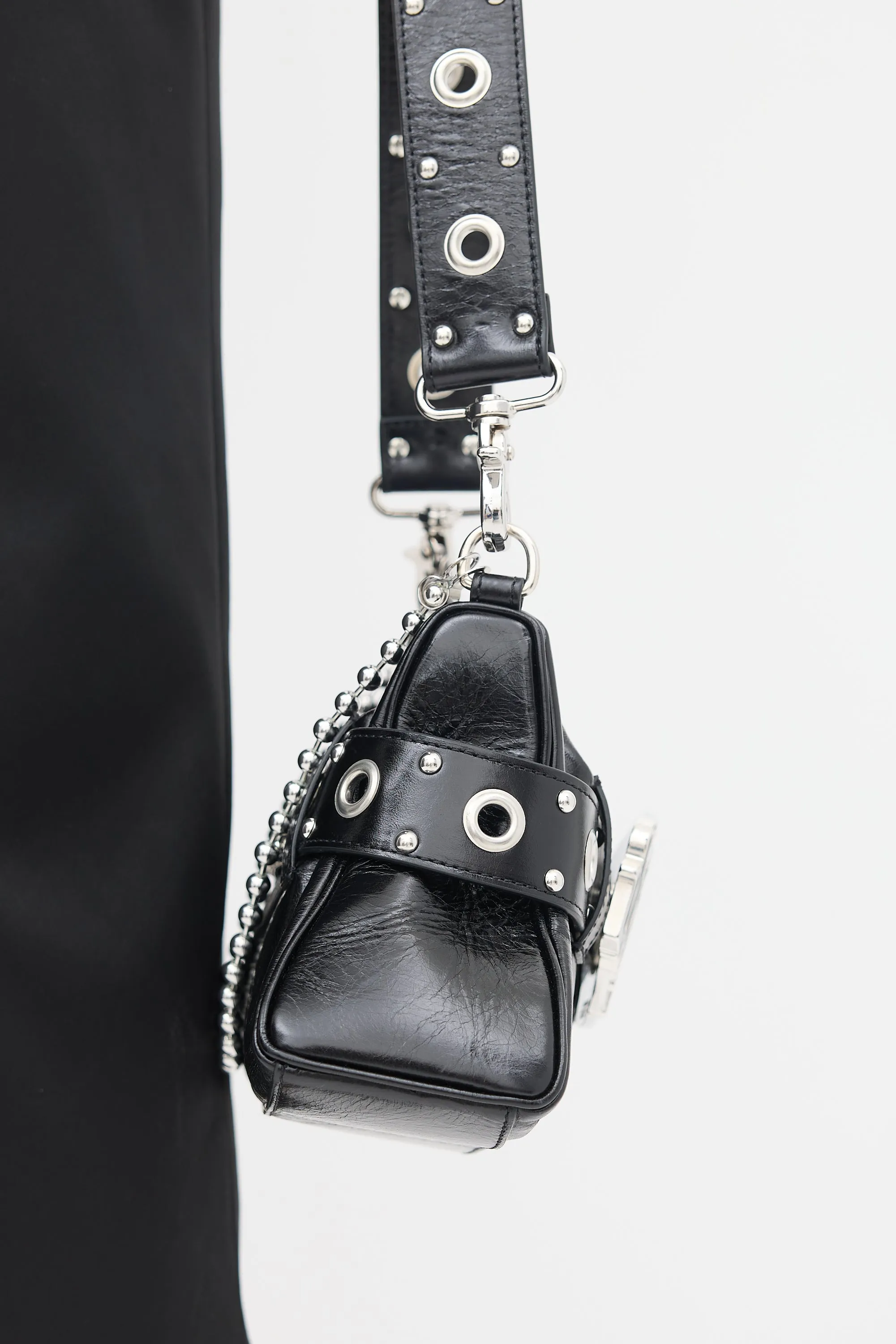 Black Leather Gothic Shoulder Bag