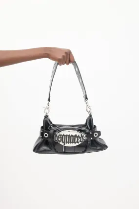 Black Leather Gothic Shoulder Bag