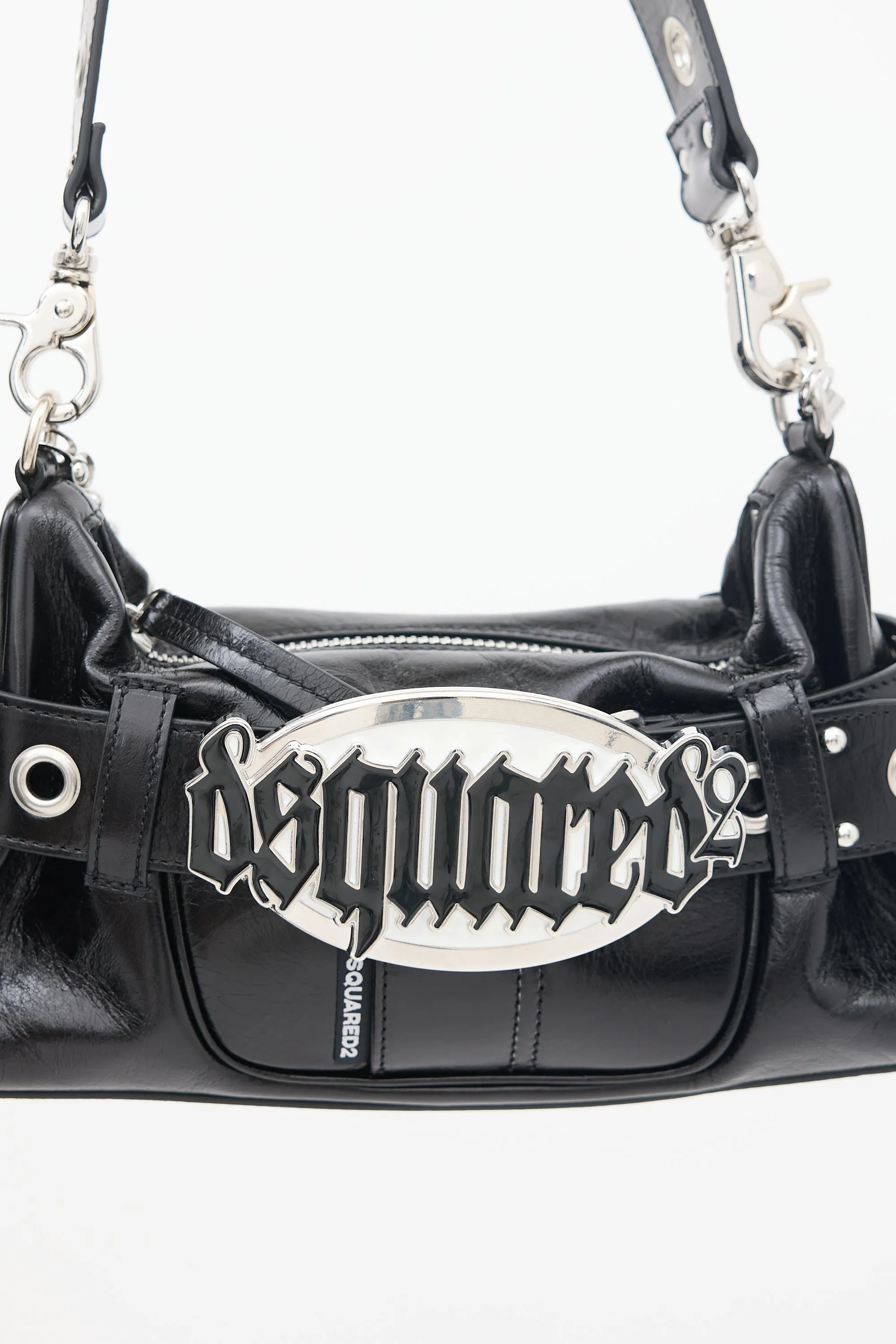 Black Leather Gothic Shoulder Bag