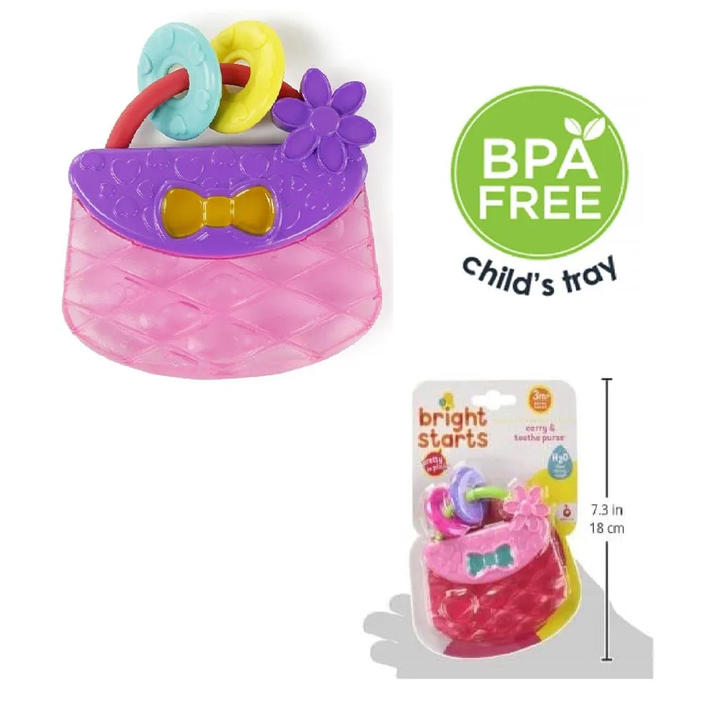 Bright Starts Carry & Teethe Purse Chillable Teether Toy, Ages 3 months , Pretty in Pink