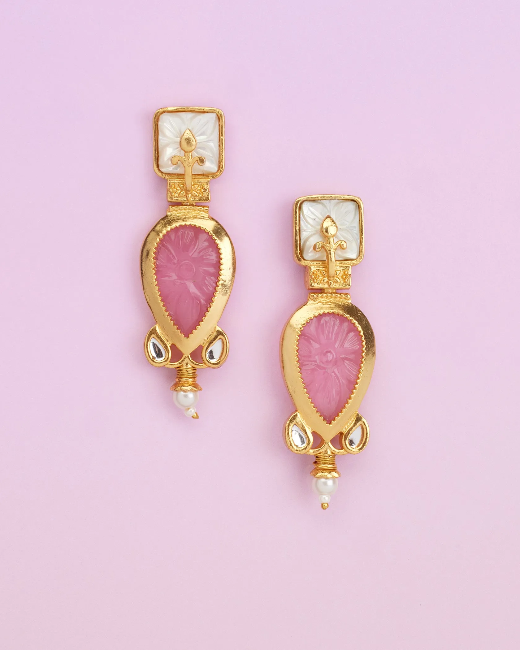 Brooke Earrings in White and Pink