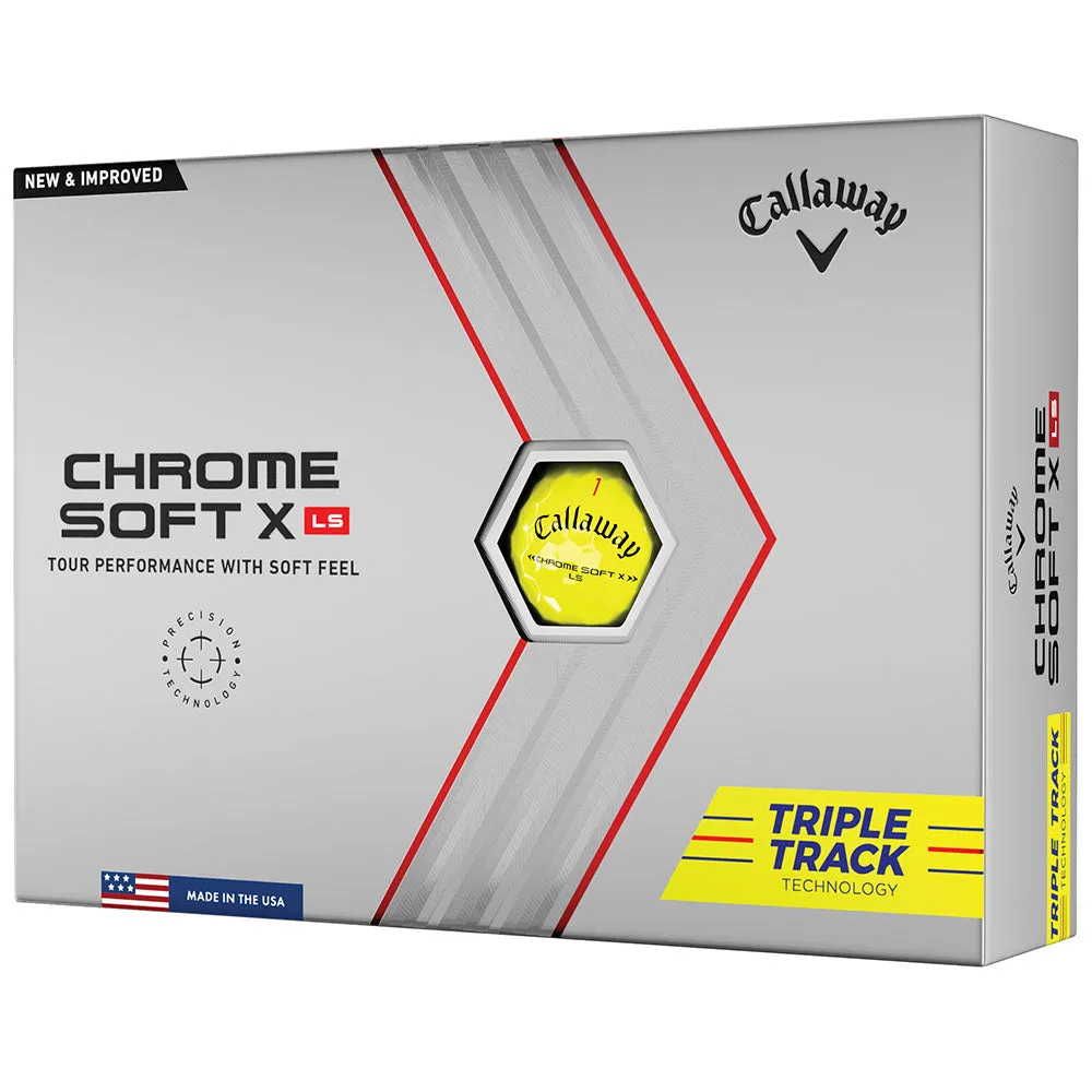 Callaway Chrome Soft X LS Triple Track Golf Balls - Yellow - Double Dozen