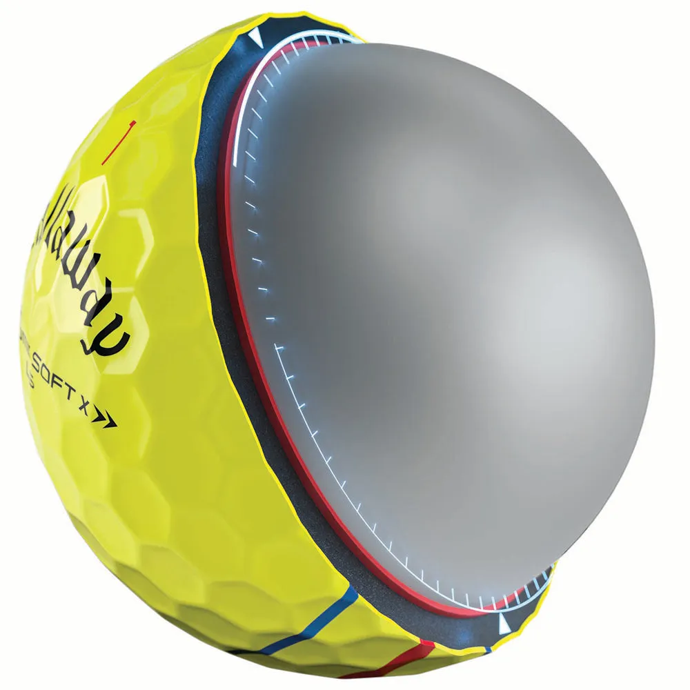 Callaway Chrome Soft X LS Triple Track Golf Balls - Yellow - Double Dozen