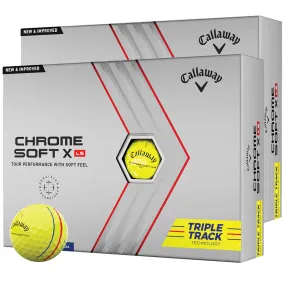 Callaway Chrome Soft X LS Triple Track Golf Balls - Yellow - Double Dozen