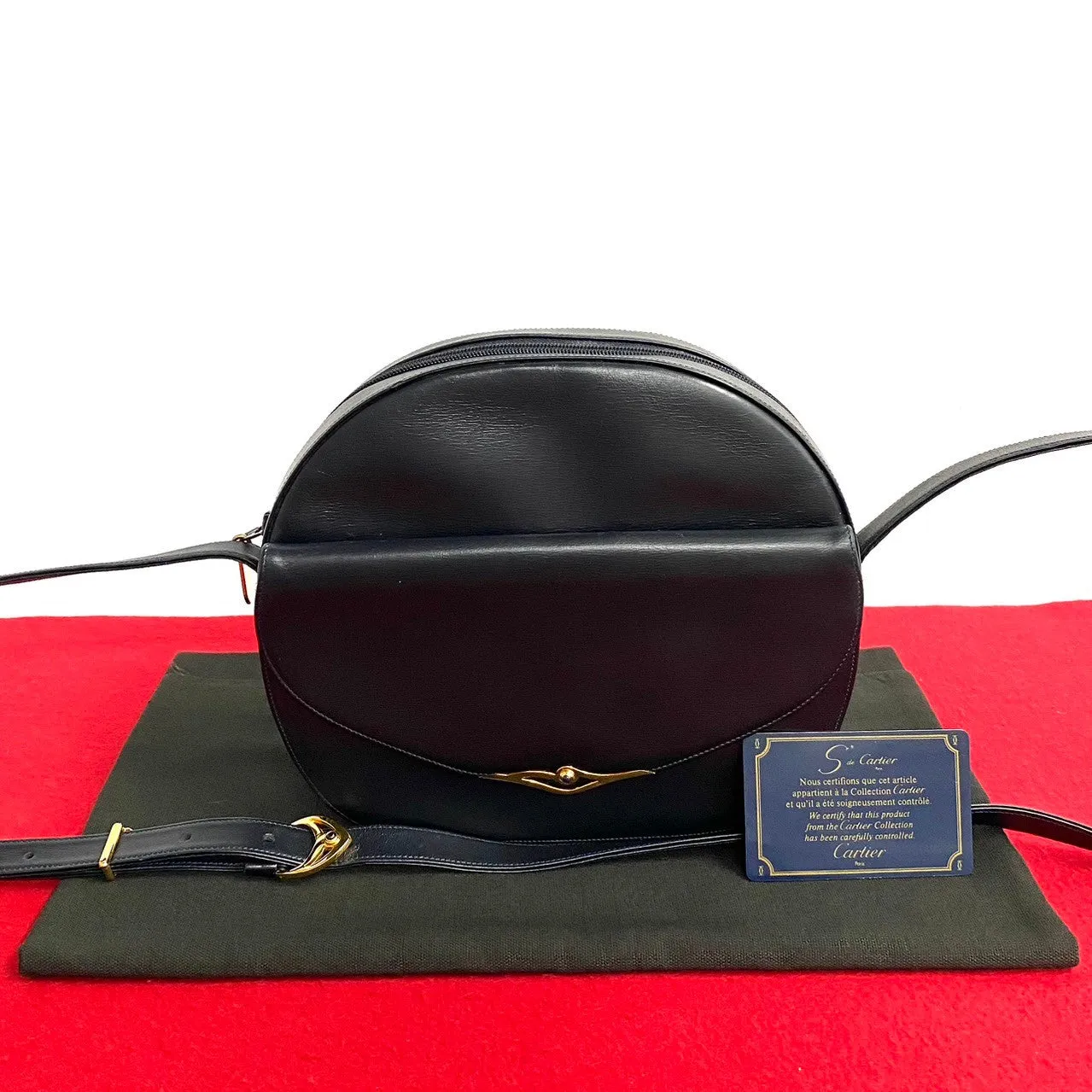 Cartier Leather Sapphire Crossbody Bag Leather Crossbody Bag in Very Good Condition