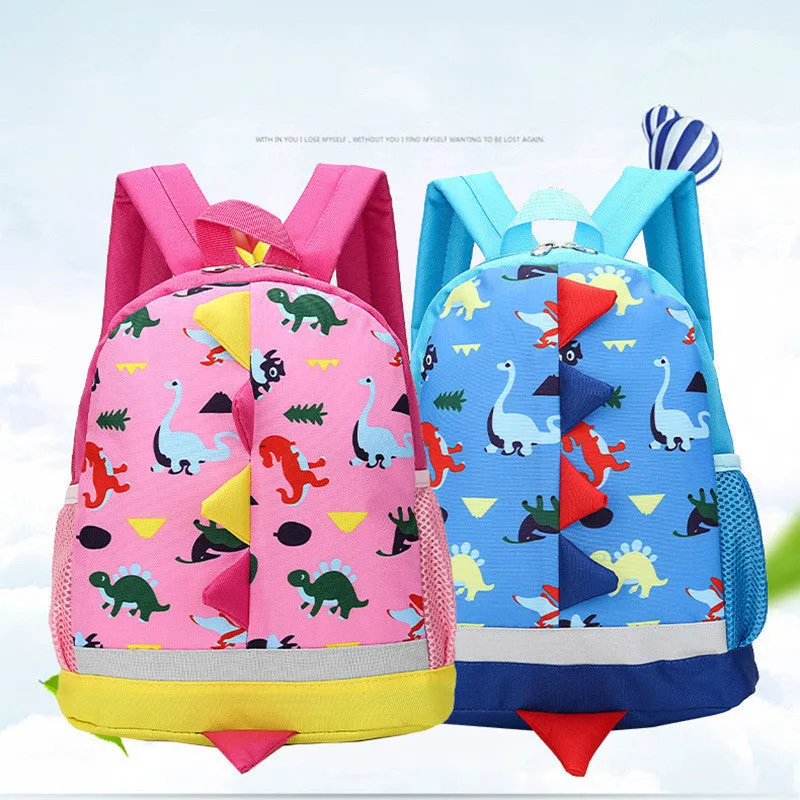 Cartoon Dinosaur Children Bag Kindergarten Children School Bag, Breathable, double root.