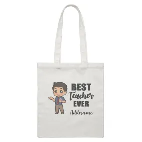 Chibi Teachers Malay Man Best Teacher Ever Addname White Canvas Bag