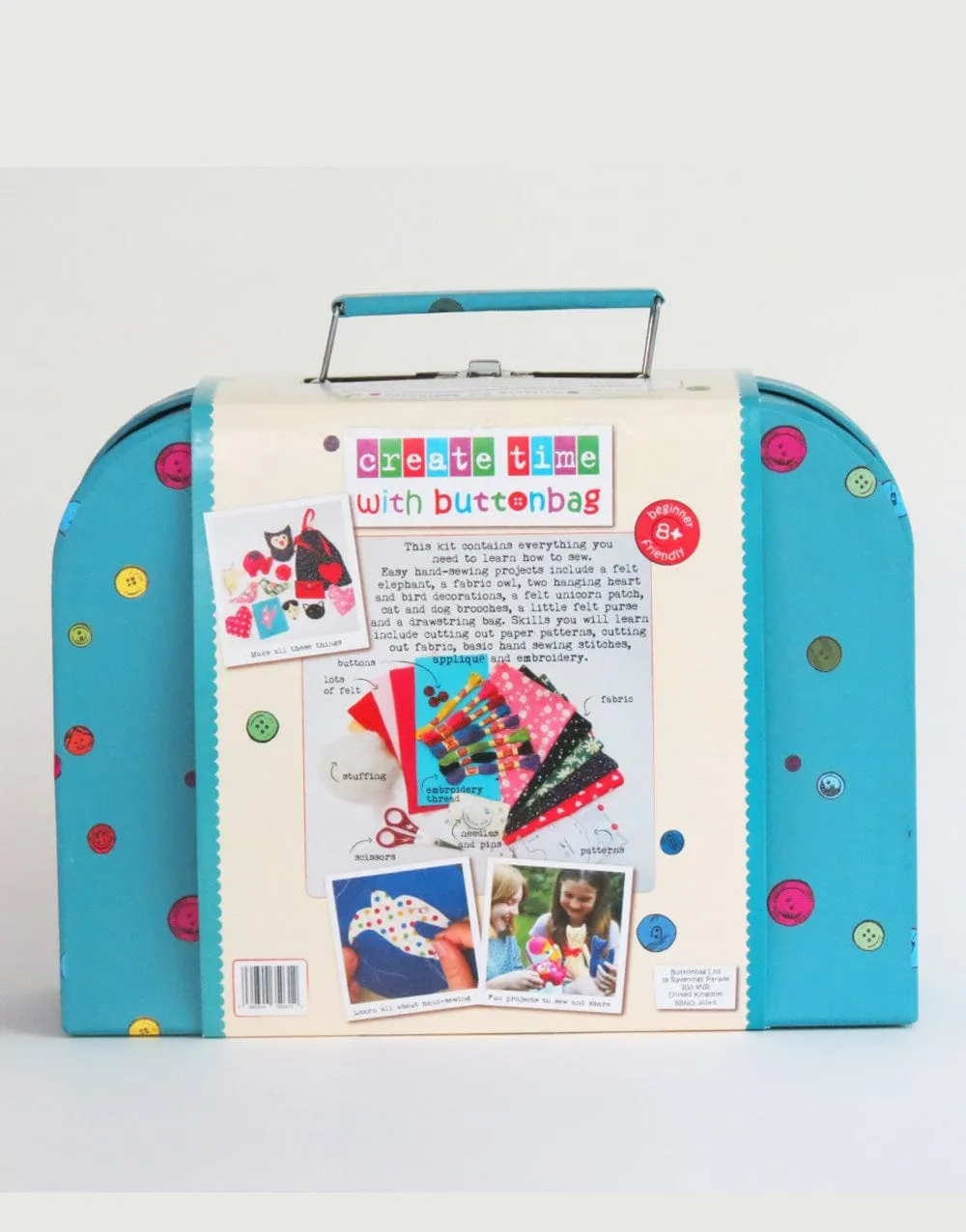 Children's Learn to Sew Suitcase Kit, Buttonbag