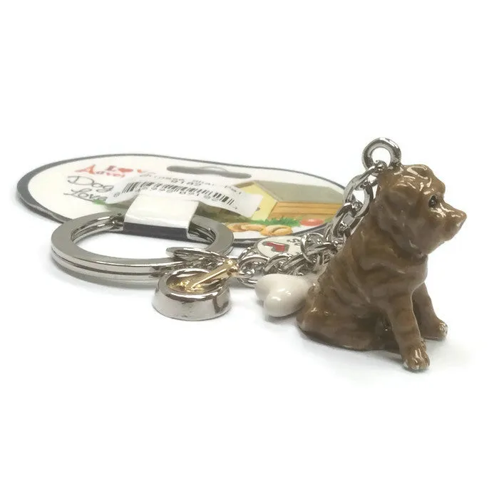 Chinese sharpei dog breed 3D keyring