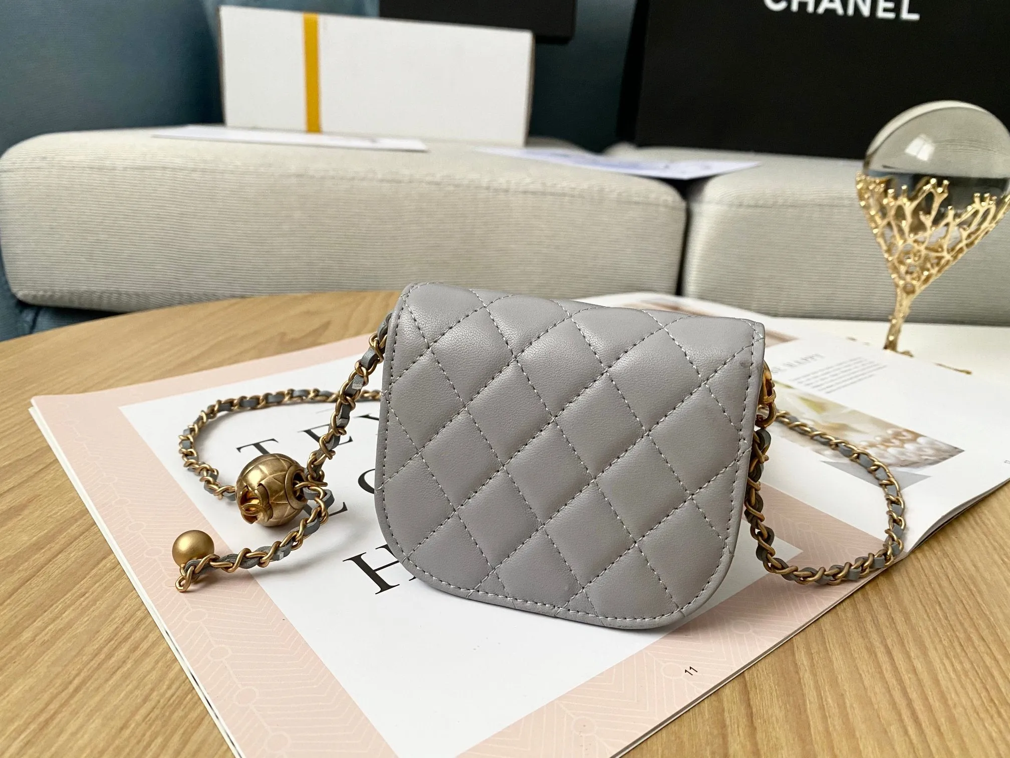 CHLMini 1889 Unblocked Metal Ball Grey Bag For Women 9cm/3.5in