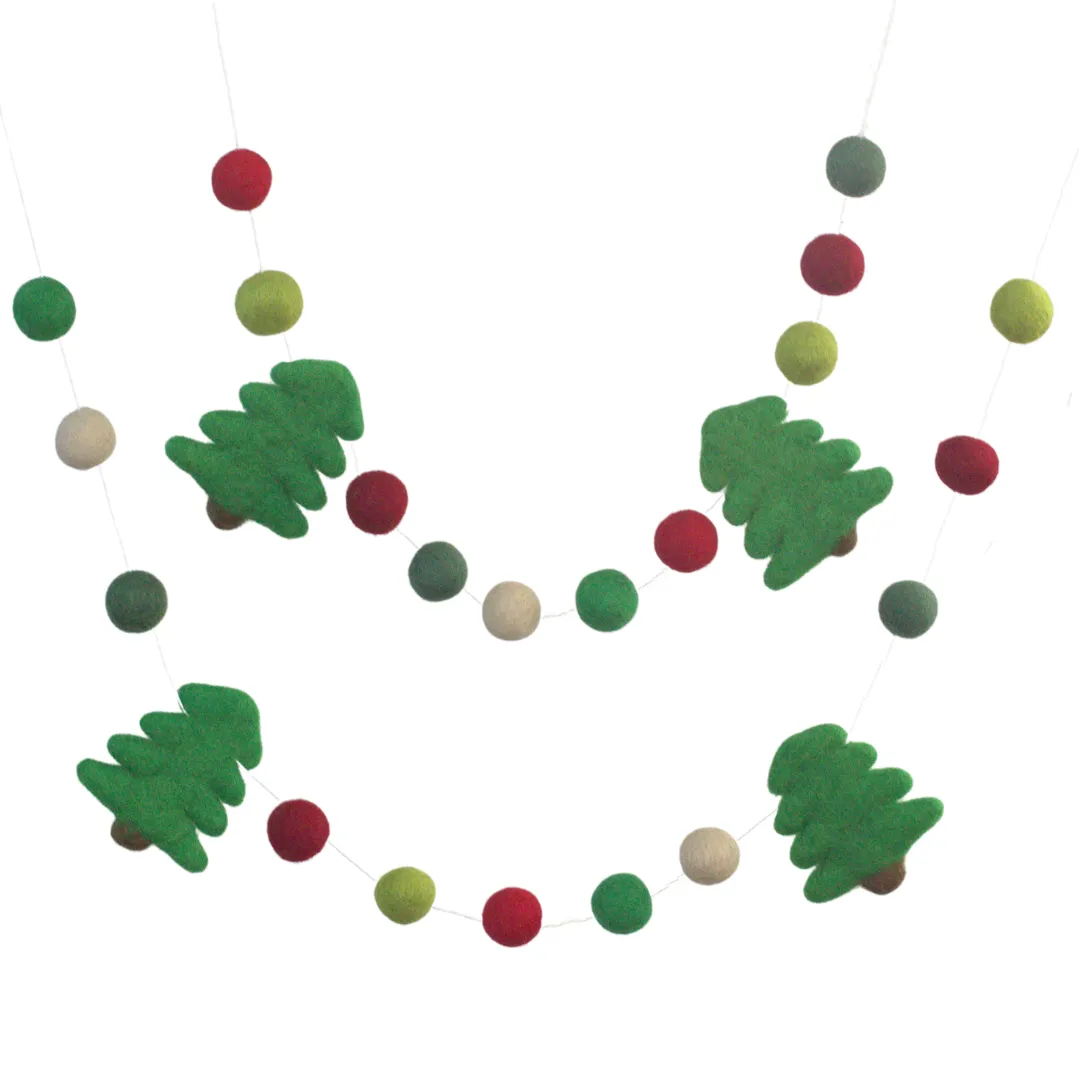 Christmas Tree Felt Garland- Shades of Reds & Greens