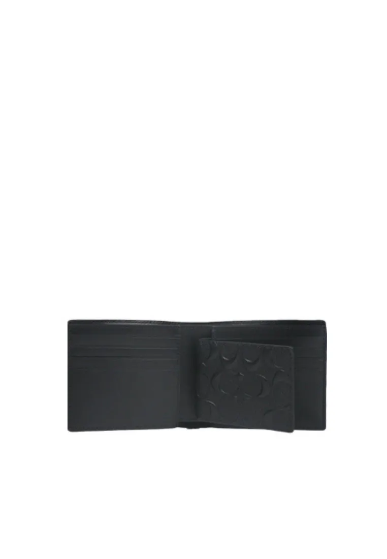 Coach 3 In 1 Wallet In Signature Leather Embossed In Black CR957